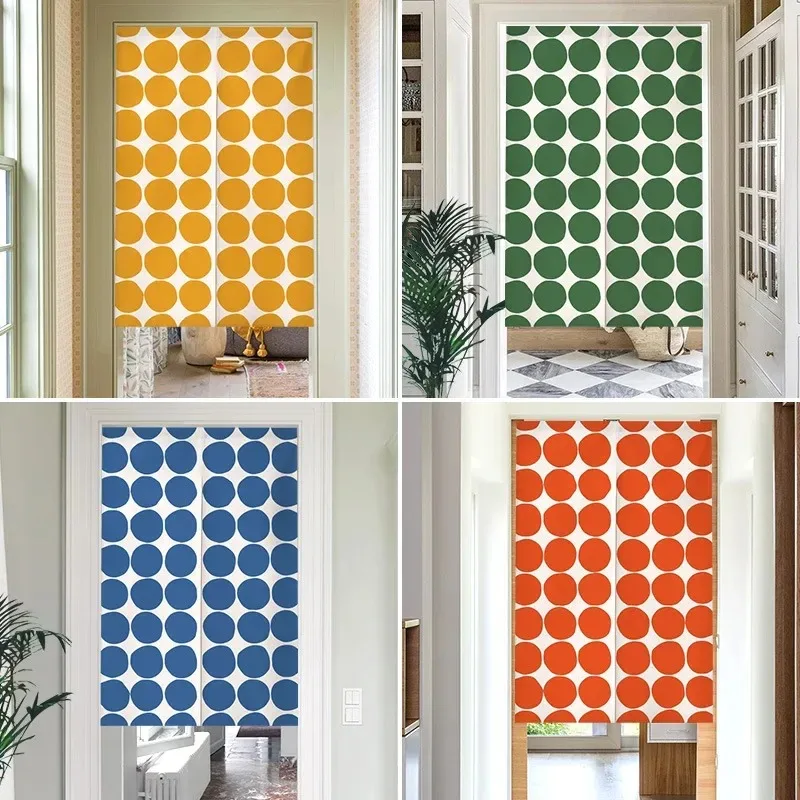 VIKAMA Minimalist Polka Dot Half-Door Curtain, Simple Polka Dot Room Divider, Home Entryway Curtain, No-Drill Room Divider