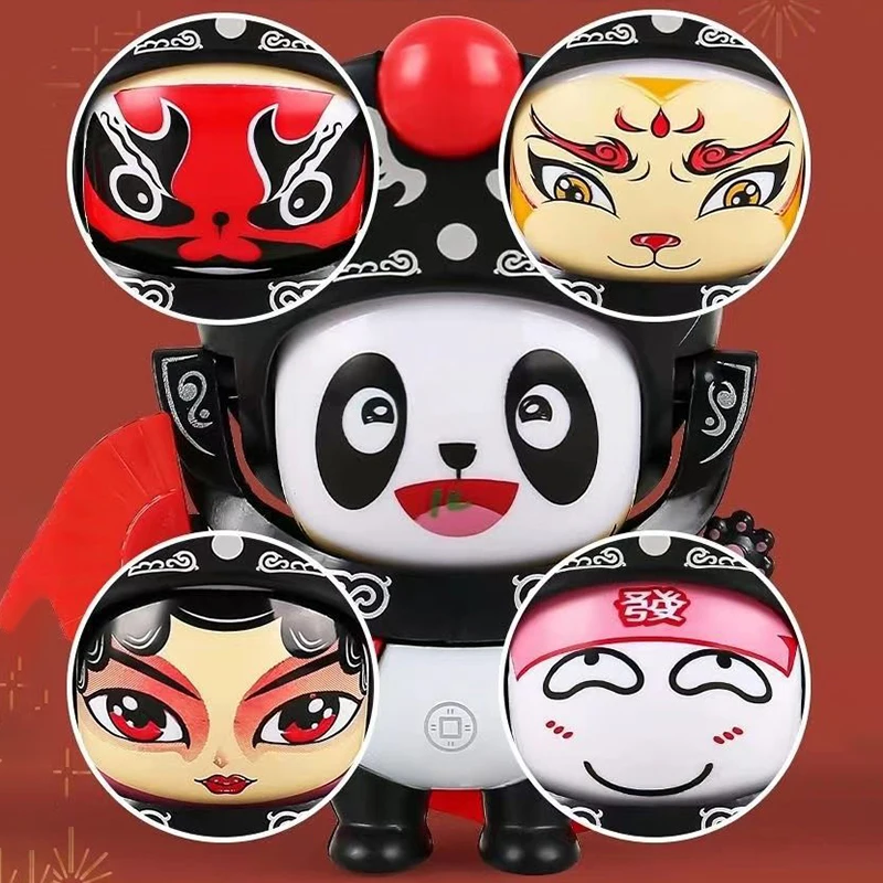 Traditional Chinese Sichuan Opera Culture Face Changing Panda Doll Interesting Face Changing Children\'s Doll Gift Souvenir Toy