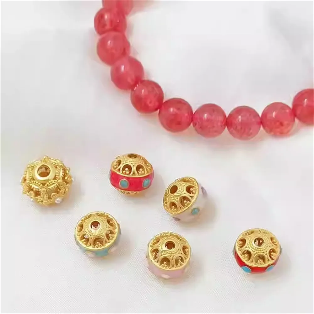 Ancient-style Gold Drop Oil Ice Cream, Round Beads with Loose Beads, Bracelet, Necklace, Diy Accessories, Women's Style