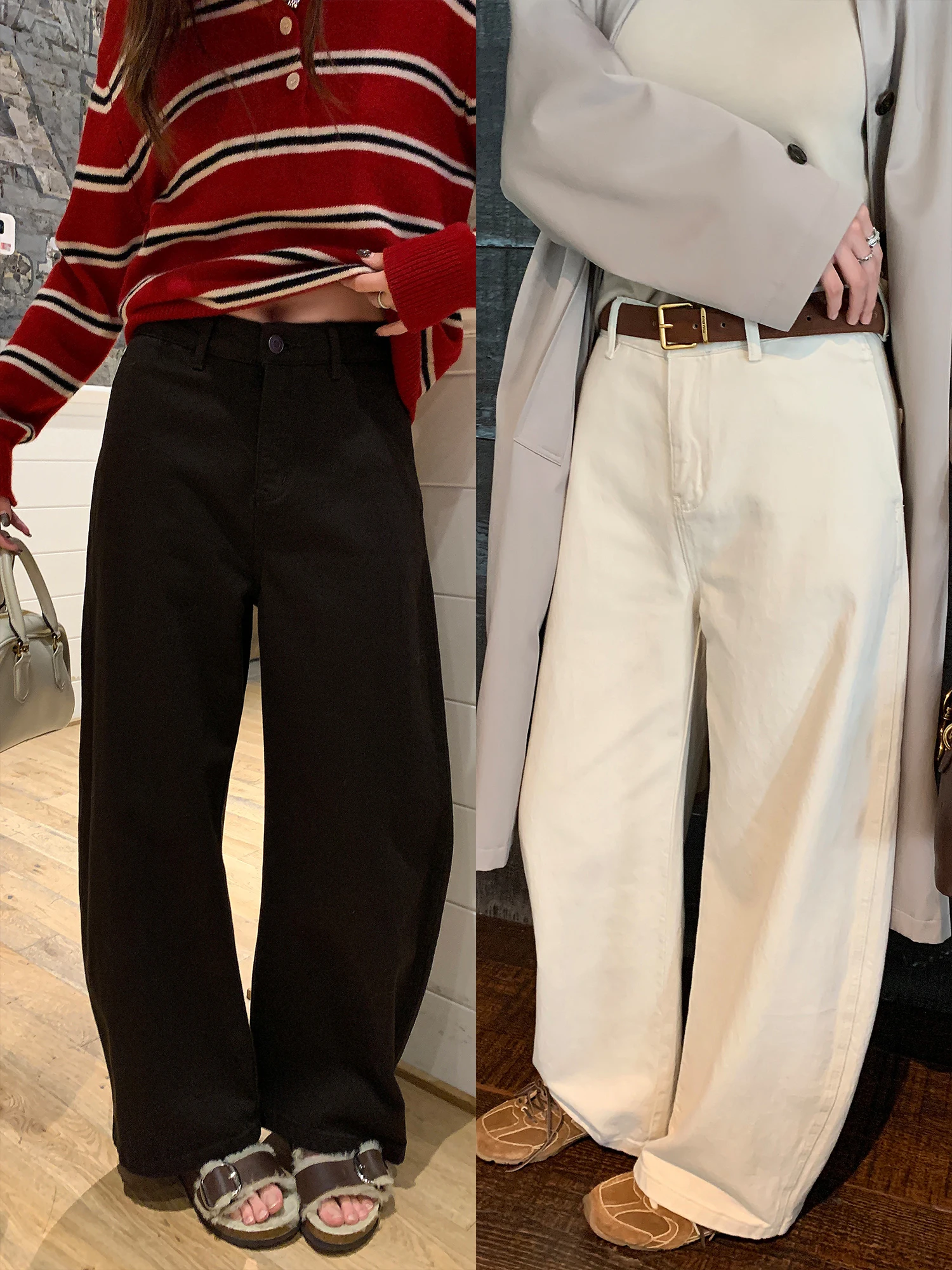 

Широкие джинсовые джинсы в стиле ретро для женщин, хлопковые повседневные высокоэластичные осенние новые универсальные модные брюки с высокой талией