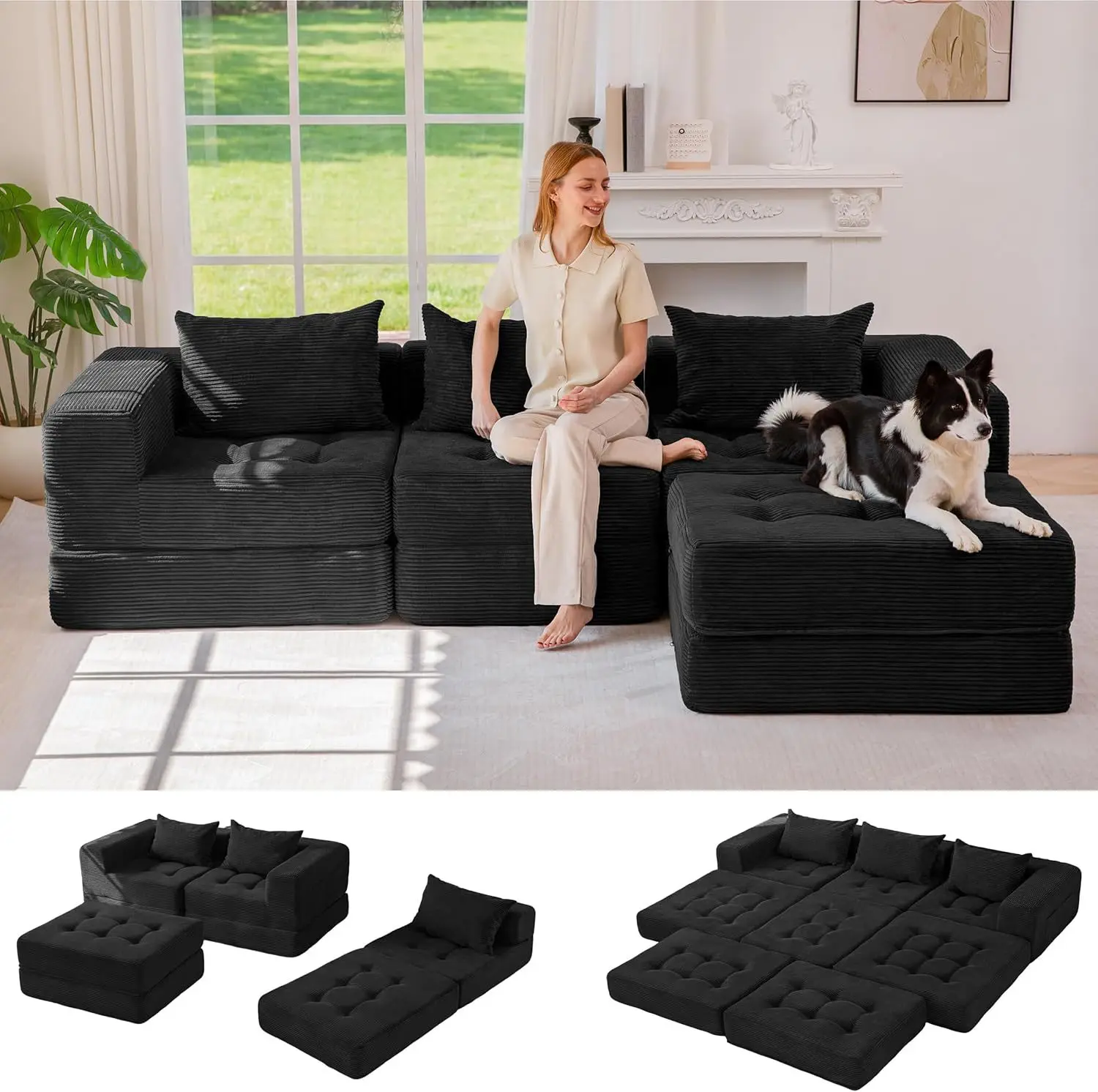 Factory Direct Vacuum Compressed Sofa Modular 30D Foam Foldable Floor Sofa Bed Cloud Chair Living Room Furniture For Home Hotel