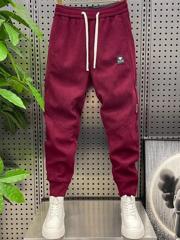 

Мужские повседневные брюки большого размера в американском ретро-стиле с цветной вышивкой, свободного кроя, с вышивкой в виде сердца, осенне-зимние, модель Harlan Sle...