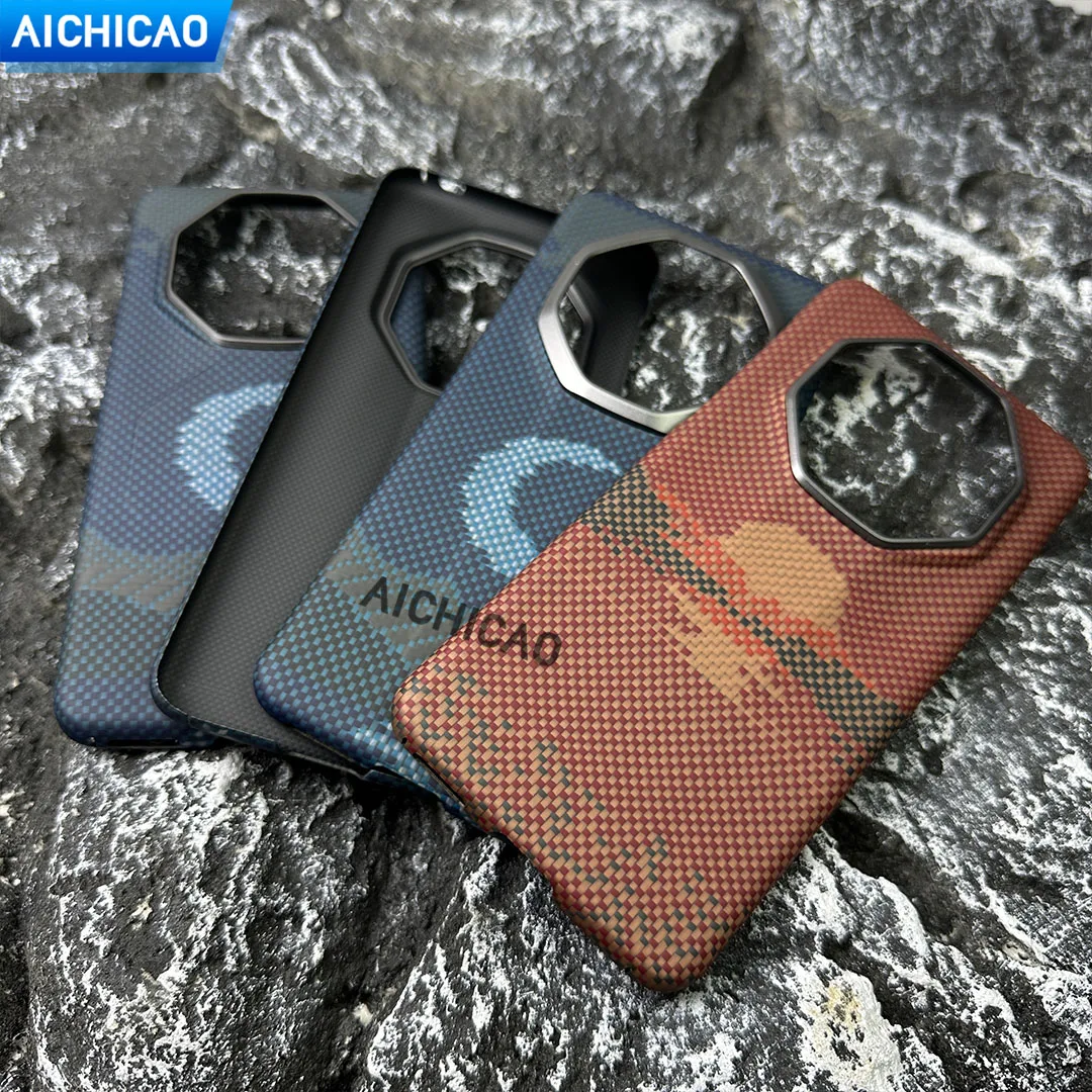 ACC-funda de teléfono de fibra de carbono Real para huawei Mate 70RS/60RS Blue Moon Red Sun carcasa de fibra de aramida ultrafina