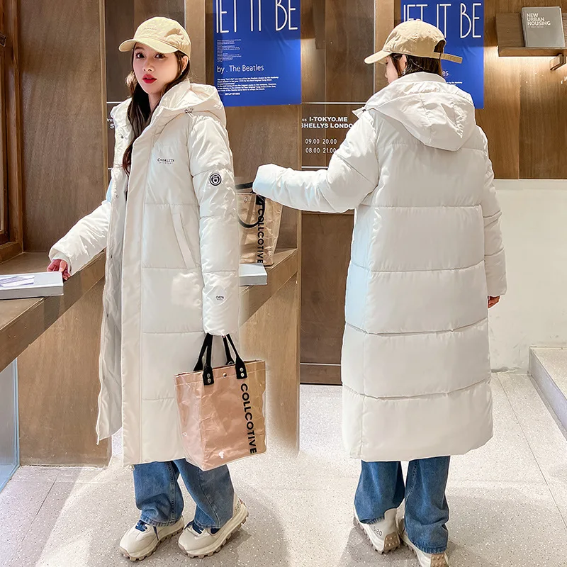 Women's Fall Winter Cotton Jacket Top Coat Hooded Mid-length Thickened Warm Niche Design Sense Simple Comfortable Brand Fashion