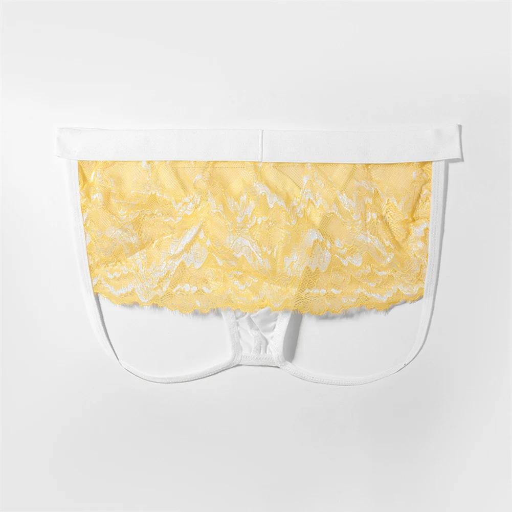 Sexy Men Underwear U-bag Exquisite Lingerie Jacquard Hollow Breathable Thong Gay Sissy Pouch Panties Lace Perspective Briefs