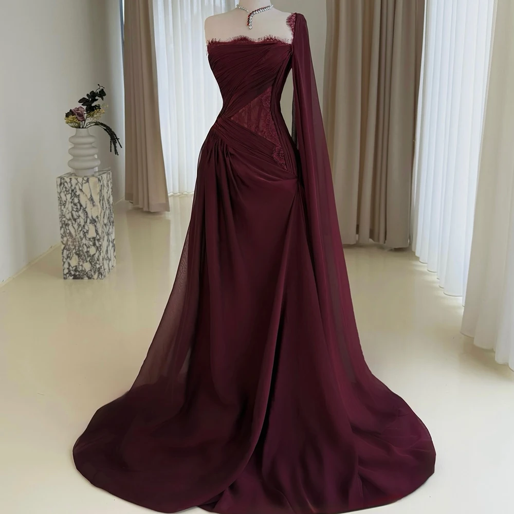 

Вечерние платья русалки по индивидуальному заказу, длиной до пола, на одно плечо, без рукавов, платье для выпускного вечера, модное кружевное плиссированное палантинное вечернее платье с драпировкой