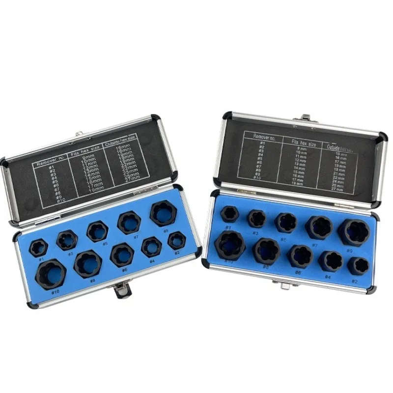 Reverse Thread Anti-Slip Nut Extractor Socket Set for Damaged Rusted Tire Screws & Bolts