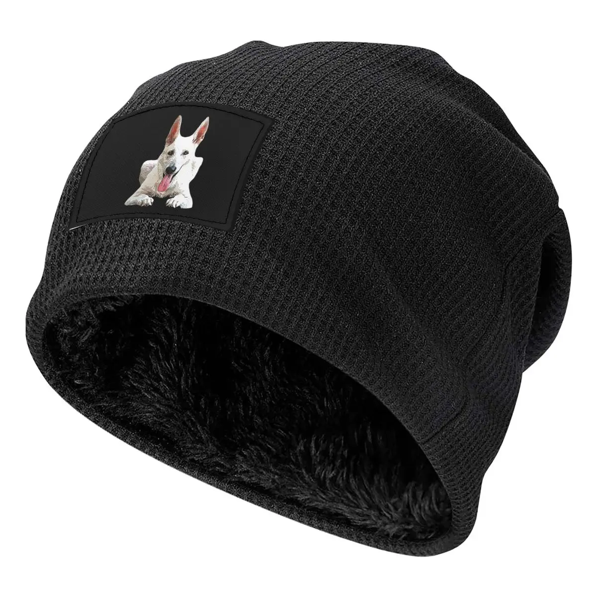 White Swiss Shepherd White German Shepherd Unisex Adult Beanies Caps Fleece-Lined Bonnet Hat Warm Outdoor Skullies Hats