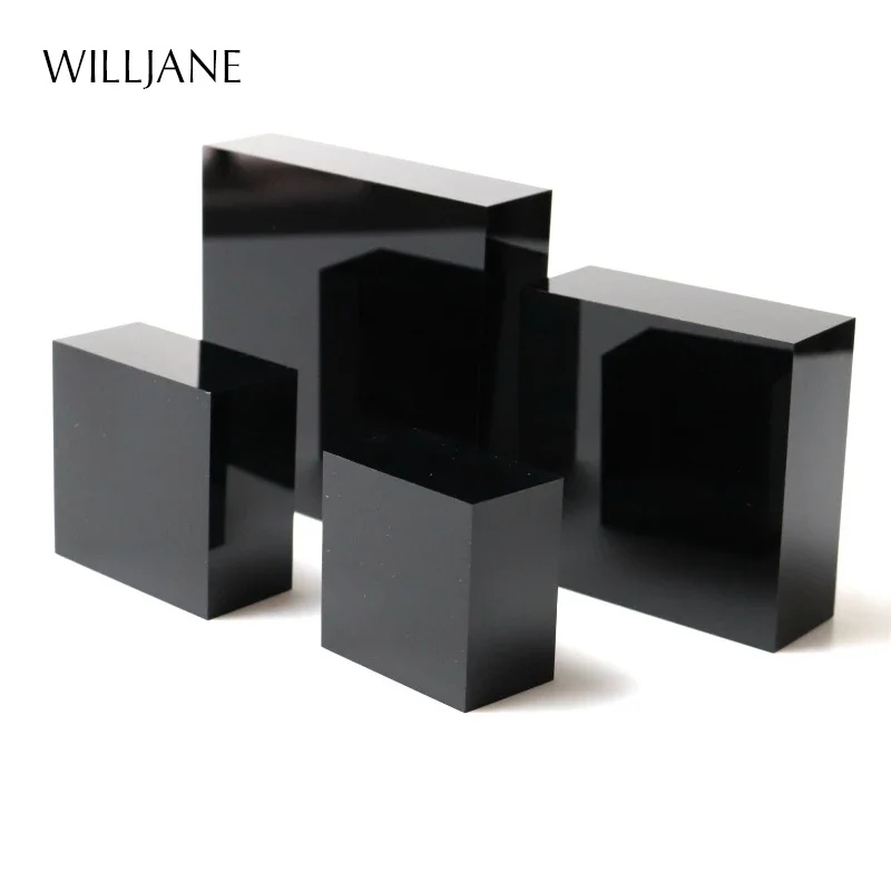 Thick Acrylic Solid Riser Black Perspex Stamping Block Jewelry Cosmetic Counter Display Case Doll Holder Home Decoration Sheet