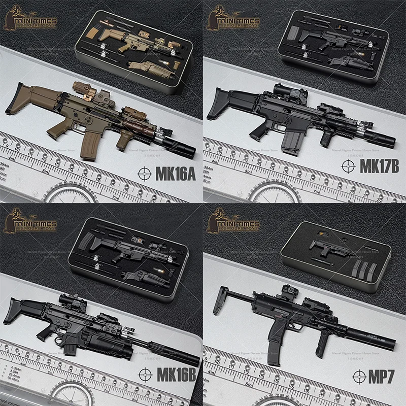 Mini tempos brinquedos mk16a/b mk17a/b mp7 1/6 escala fãs militares acessórios arma rifle de assalto para figura de ação de 12 polegadas soldado