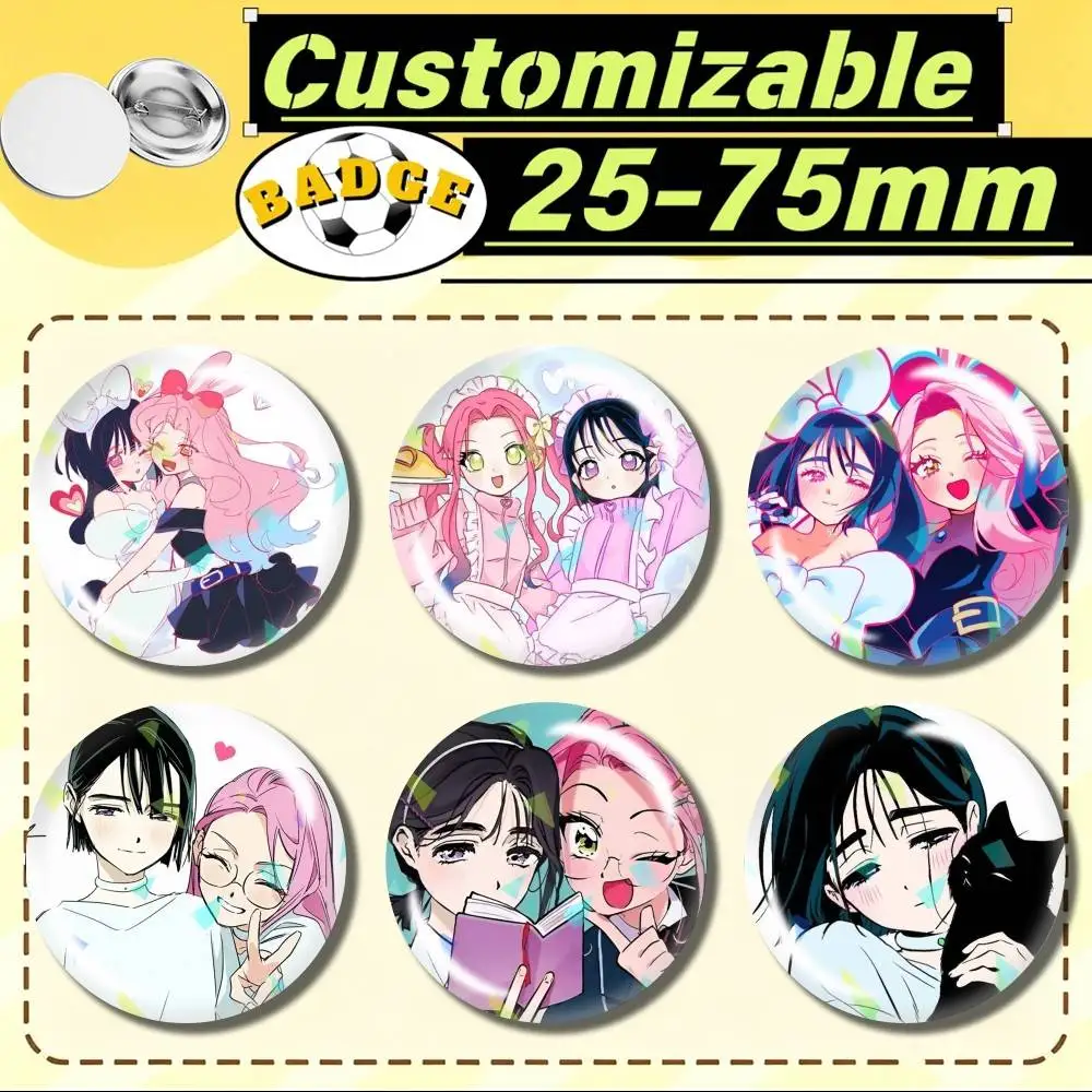MIZI x SUA ALNST Alien Stage  Customizable Round Brooch Pins, Personalized Badges With Broken Glass Design Fashion Accessory
