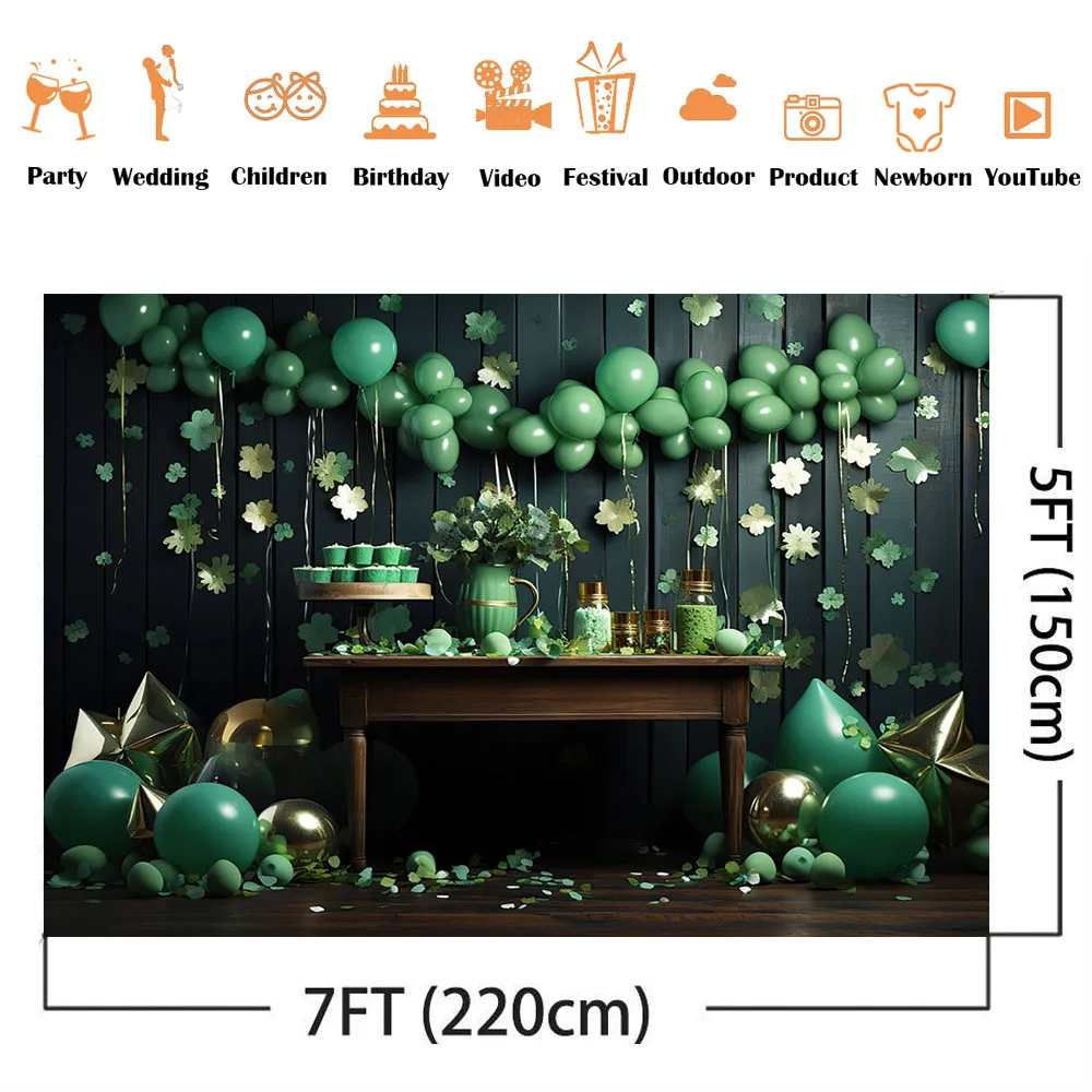 St Patrick's Day Backdrop for Photography Shamrock Lucky Photo Background for Irish Holiday Party Decoration Banner Cake Smash