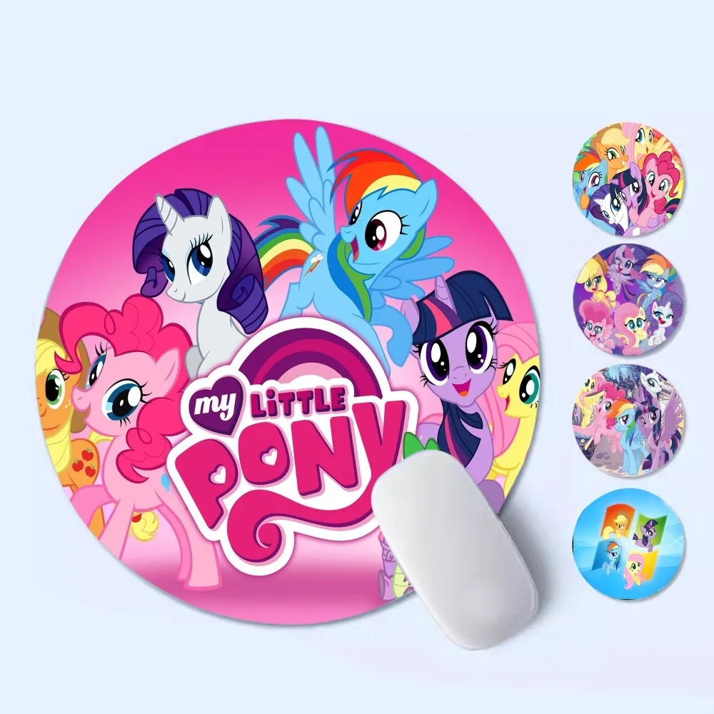 Animation L-Little Ponys Mousepad 20x20cm Round Desktop Desk Mat Kawaii Gaming Accessories Students Writing Pad Mouse Pad for PC