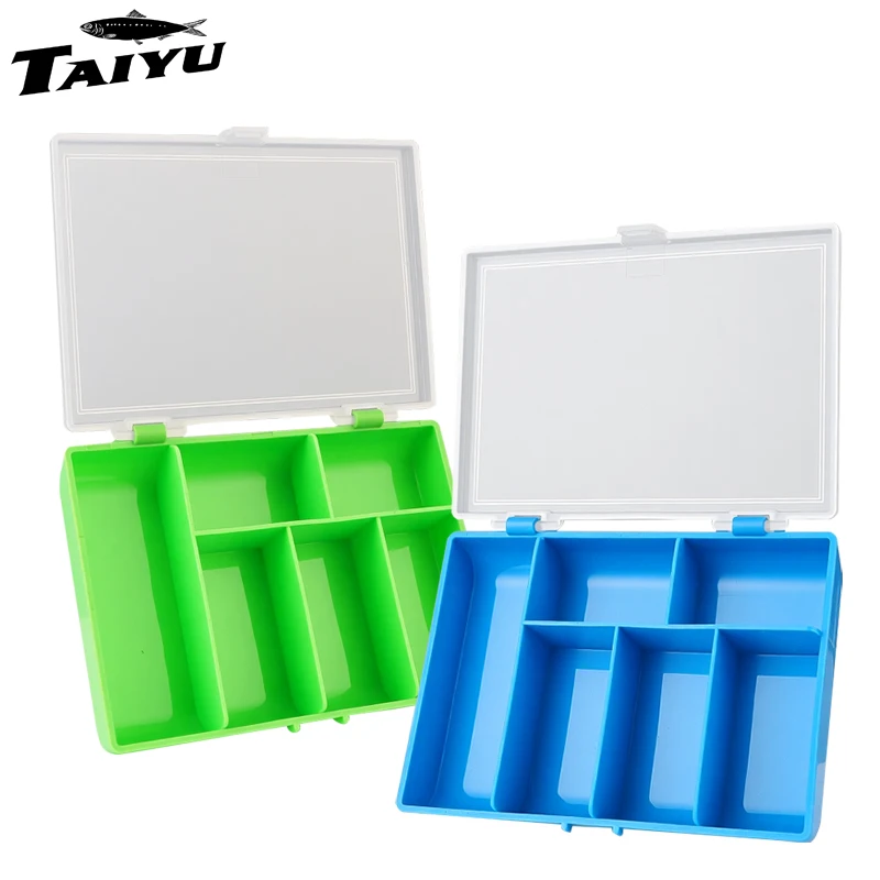 TAIYU 6-Compartment PP Plastic Box for Lure Fishing Hooks & Accessories Storage, Fishing Gear Organizer, Travel Box