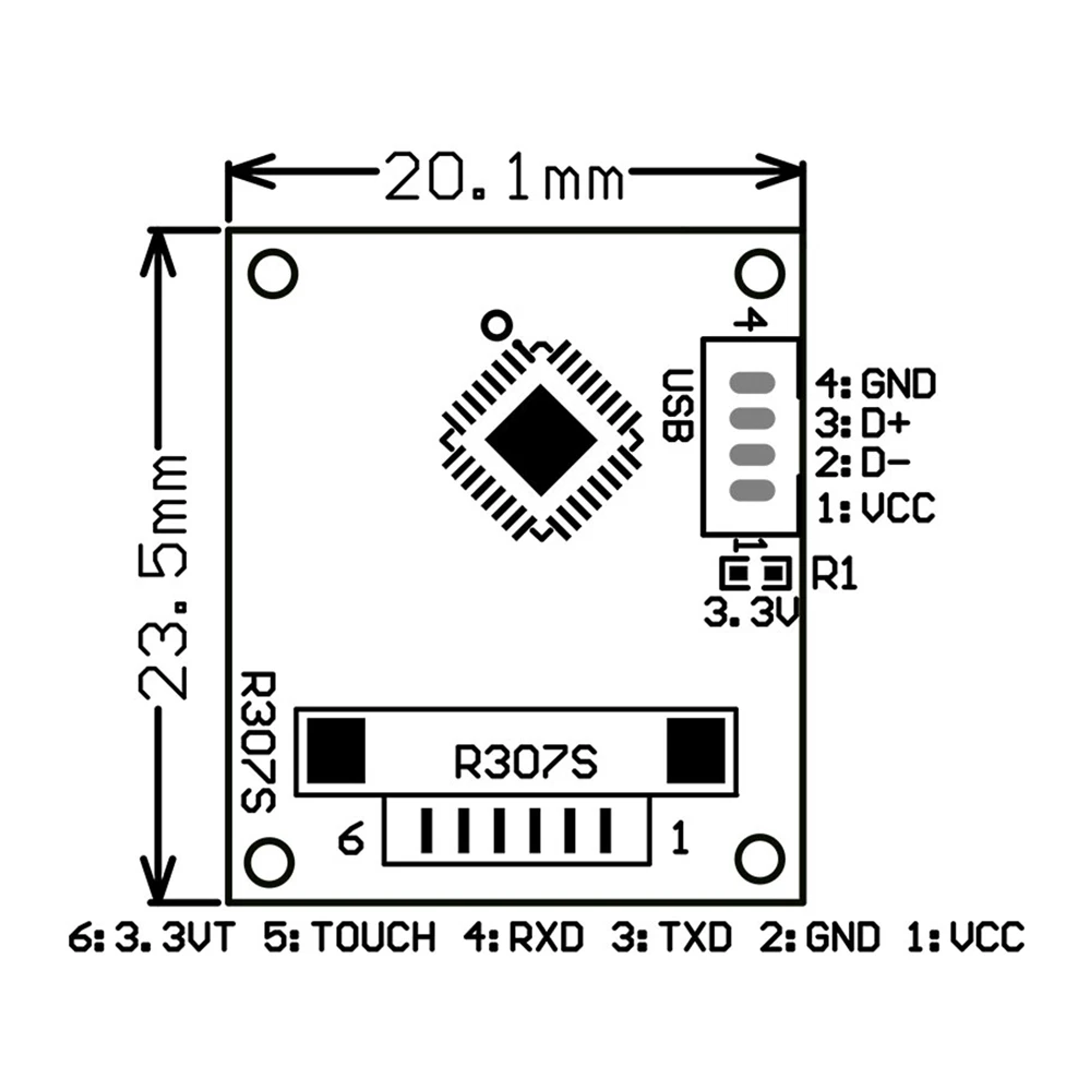 R307 Optical fingerprint reader module sensor R307-S fingerprint identification module 1000 fingerprint identification modules