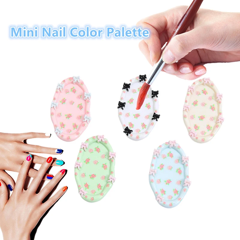 

Colorful Ellipse Bow Tie Resin Paint Palette Mini Portable Nail Glue Mixed Tools Art Supplies Coloured Drawing Color Decorative
