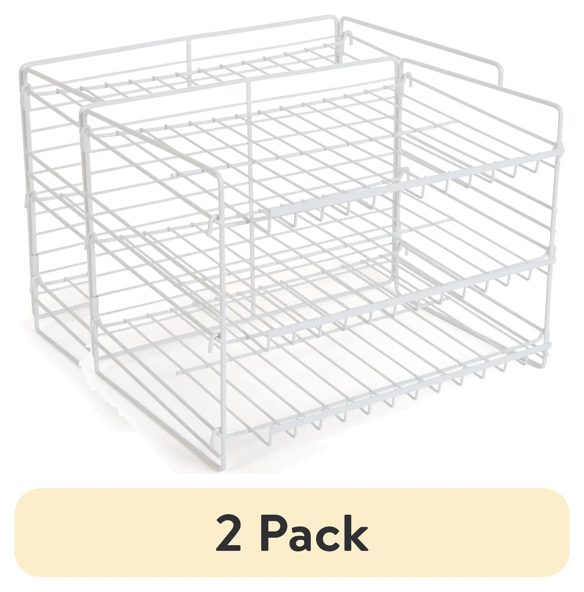 

(2 pack) 3-Tier Can Organizer Dispenser Rack, Powder-Coated Steel Can Storage Organizer for Kitchen Pantry, White