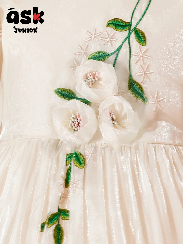 فستان الأميرة الجنية للفتيات من Tween Summer Outing موسم الصيف بأكمام منتفخة رفيعة #5