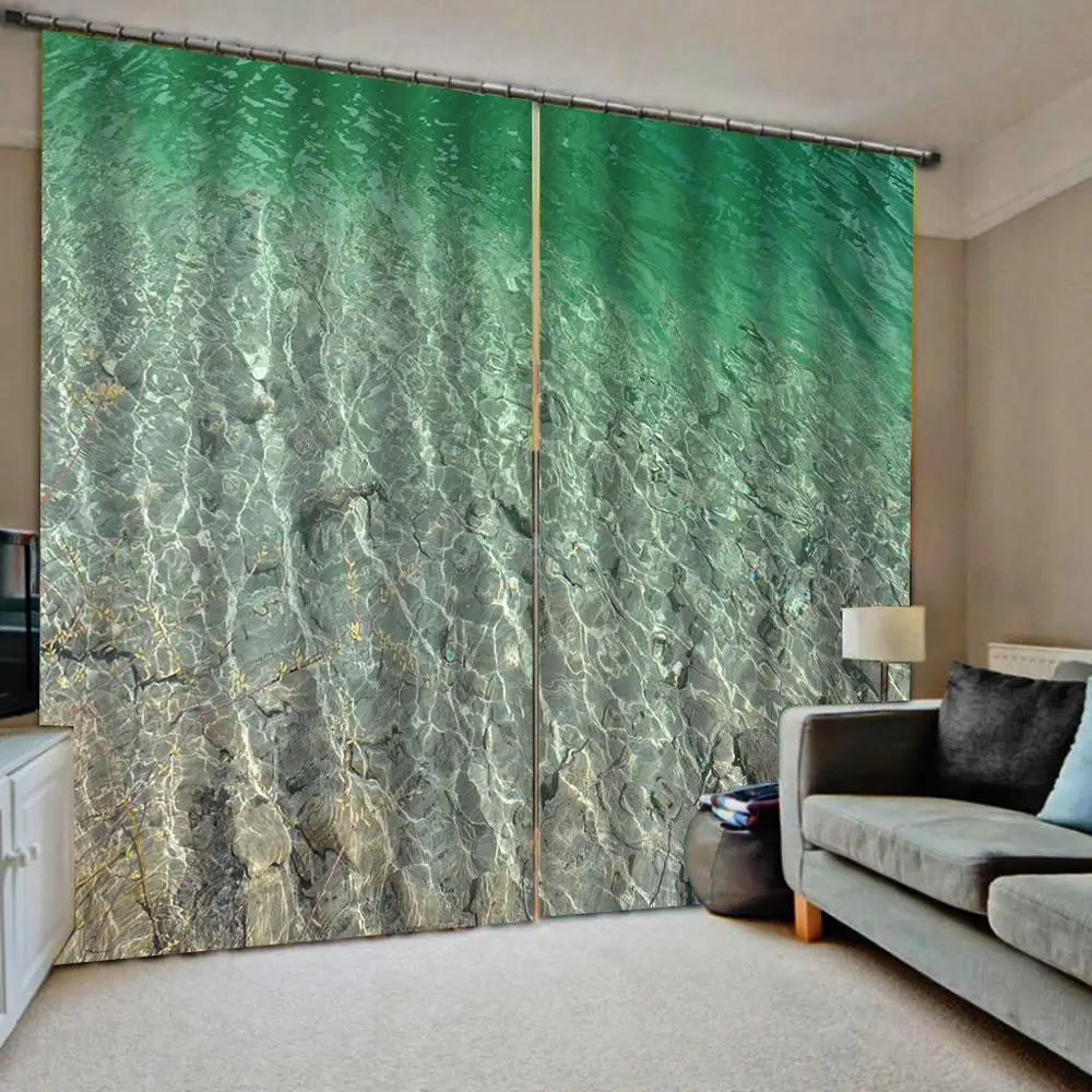 beach green water seaside curtains 3D Blackout Curtains Living Room Bedroom Hotel Window curtains