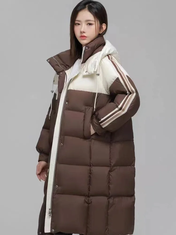 Winter Coat Female 2024 New Puffer Jacket Windproof Thickened Warm Outerwears Color Clash Sporty Trend Snow Women\'s Down Jacket