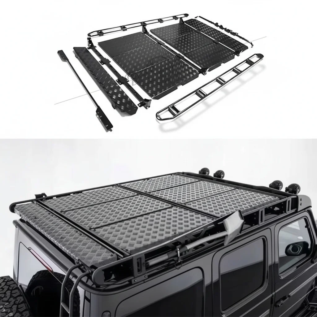 Aluminum Roof Luggage Rack, SUV Cargo Carrier for W463A W464 G350 G500 G550 G63 2018 2019 Parcel Rack