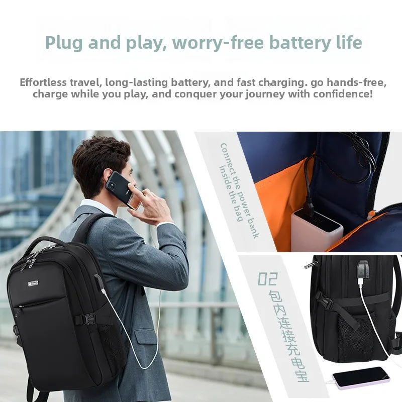 

New Men's Business Backpack Large Capacity Lightweight Laptop Bag Minimalist Design Commuter Travel Work Shoulder Bag