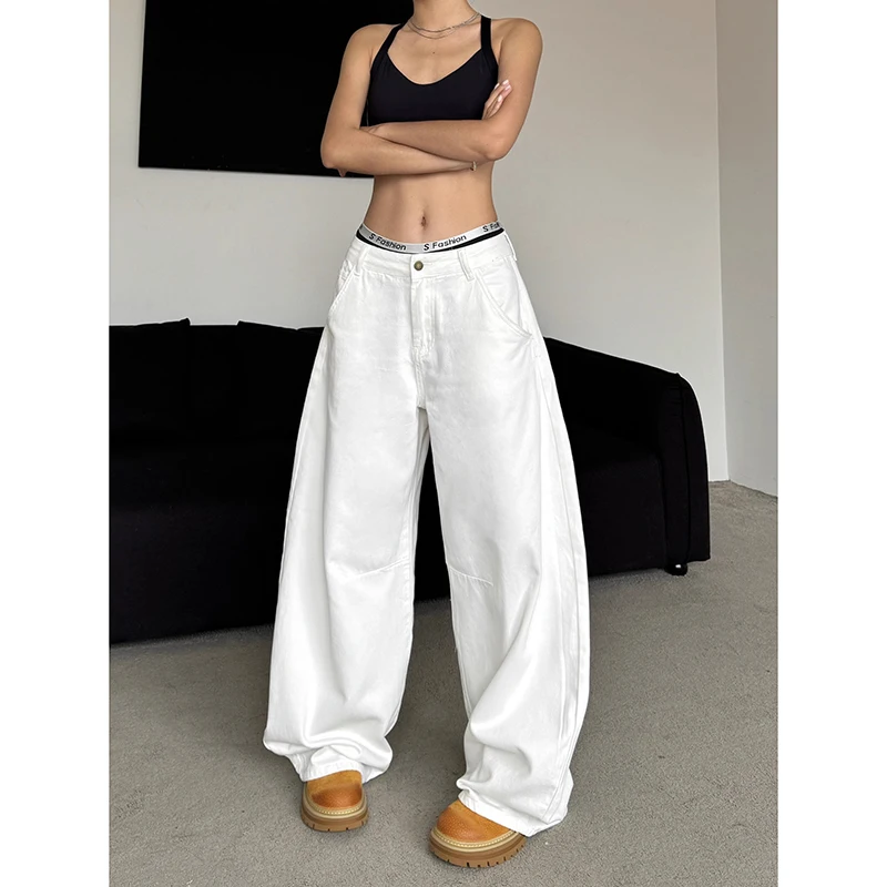 

ZHIZOU High Waist Jeans Women 2025 Autumn Casual Straight Jean Trousers American Vintage Y2K 2000s Wide Leg Loose Denim Pant