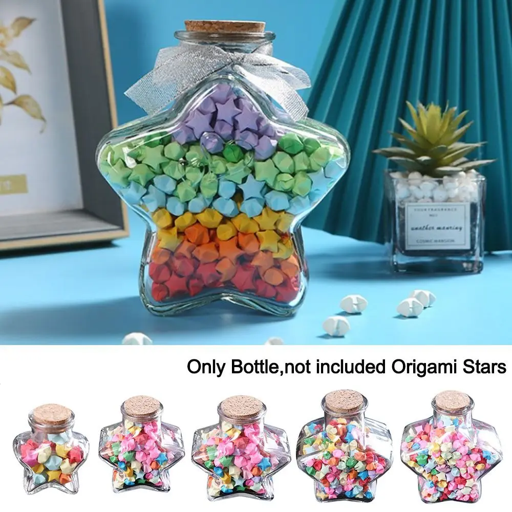 DIY Clear Origami Stars Glass Bottle Stars Shape Craft Wishing Bottle Pentagram Storage Bottle Home