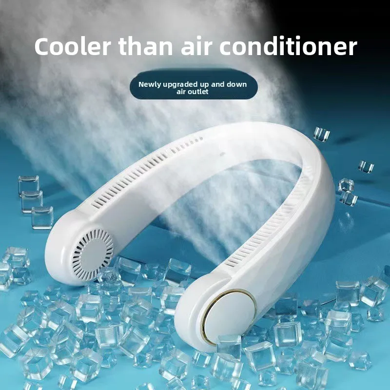 

New Leaveless Neck Hanging Fan USB Silent Lazy Charging Neck Hanging Long Endurance Mini Outdoor Sports Neck Hanging Fan Gift
