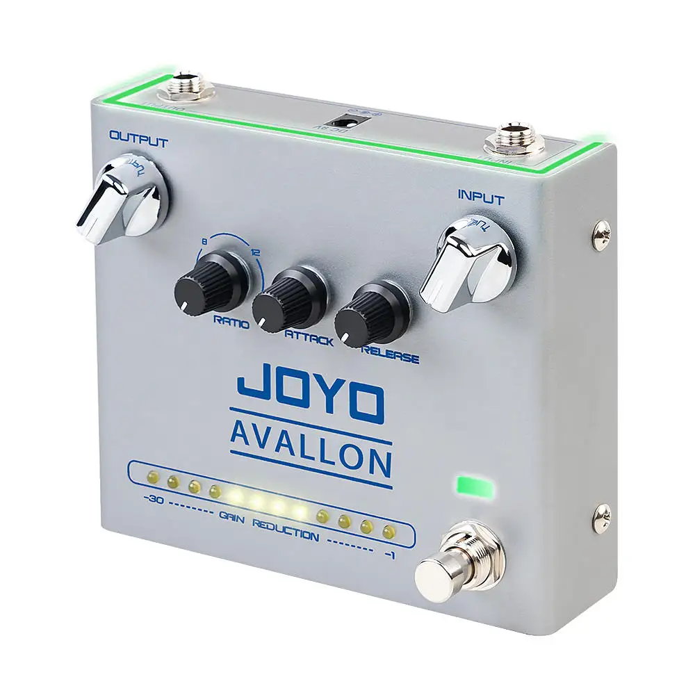 R-19 Classic Compression Pedal Avallon Guitar Bass Effect Silver Aluminum Alloy CE Certified RATIO/ATTACK/RELEASE Function
