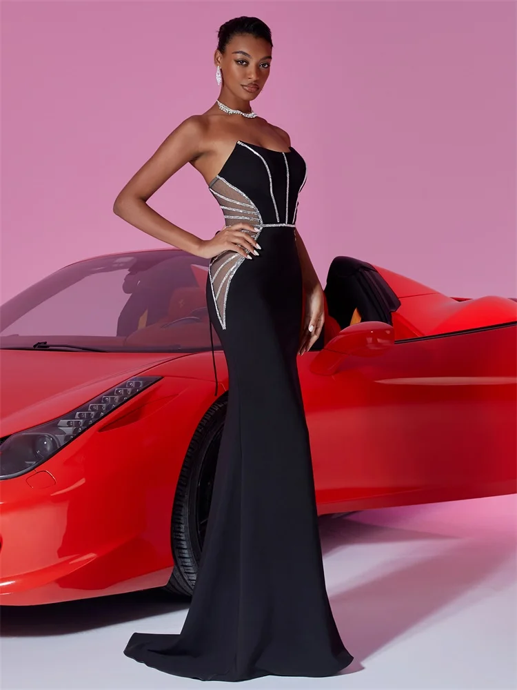 

Элегантные сексуальные полупрозрачные вечерние платья без бретелек с блестками, роскошные вечерние платья русалки, вечерние свадебные коктейльные платья подружки невесты