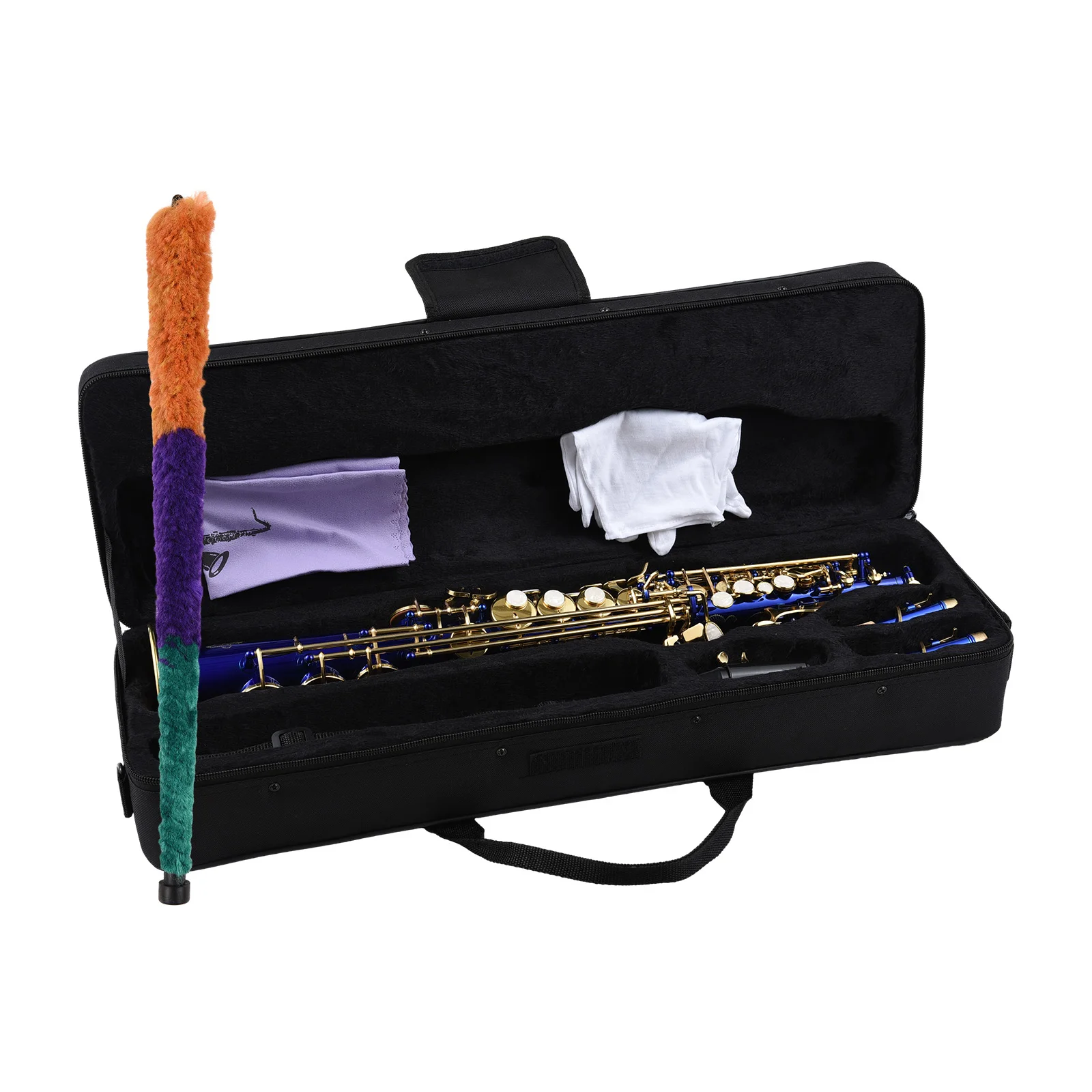 Btuty Brass Straight Soprano Sax Saxophone Bb B Flat Woodwind Instrument for Student Beginner Professional Natural Shell Key Sop