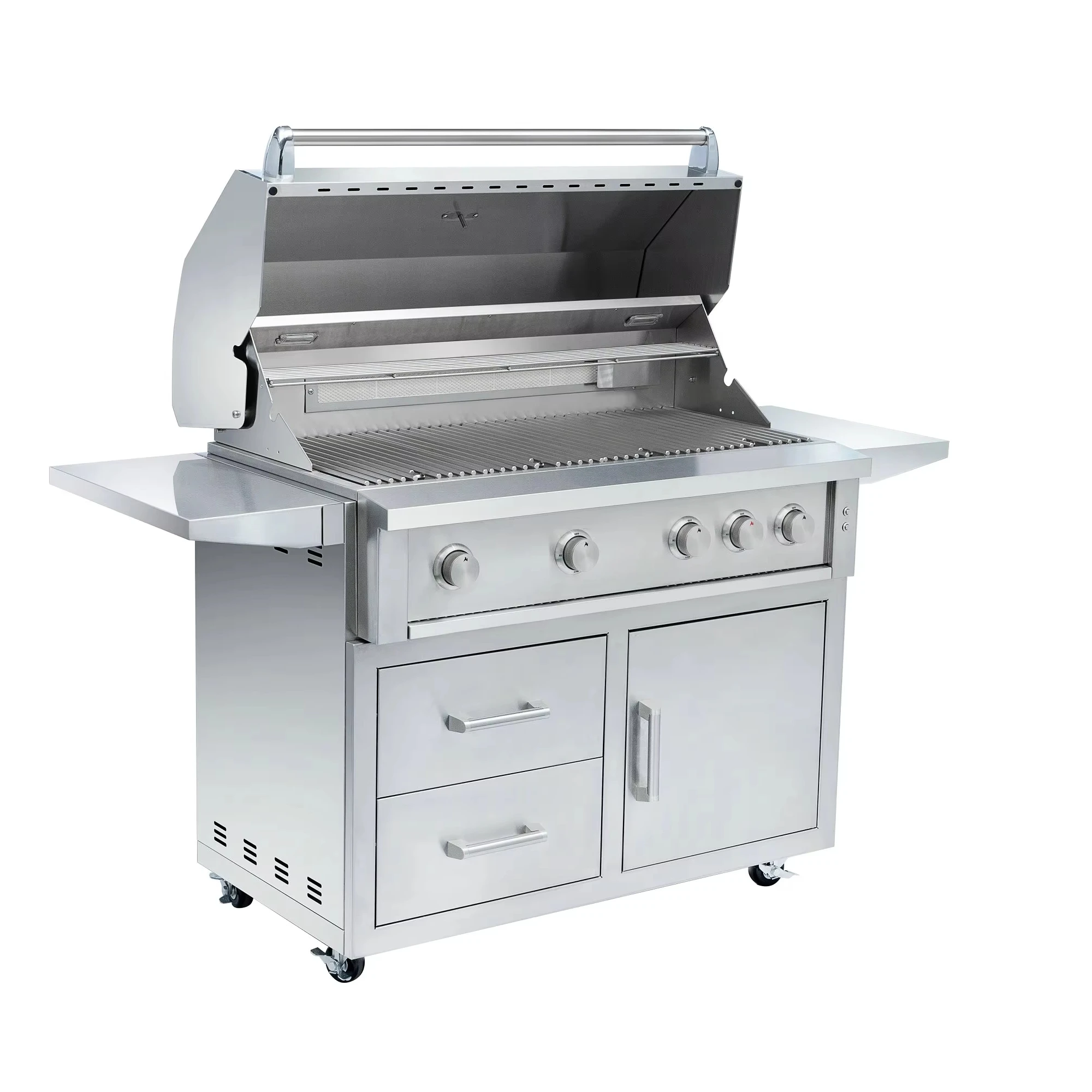 

High-End Square Inches Infrared BBQ Stand Grill Modern Gas Grills Stainless Steel Trolley Outdoor Castors for Garden Use