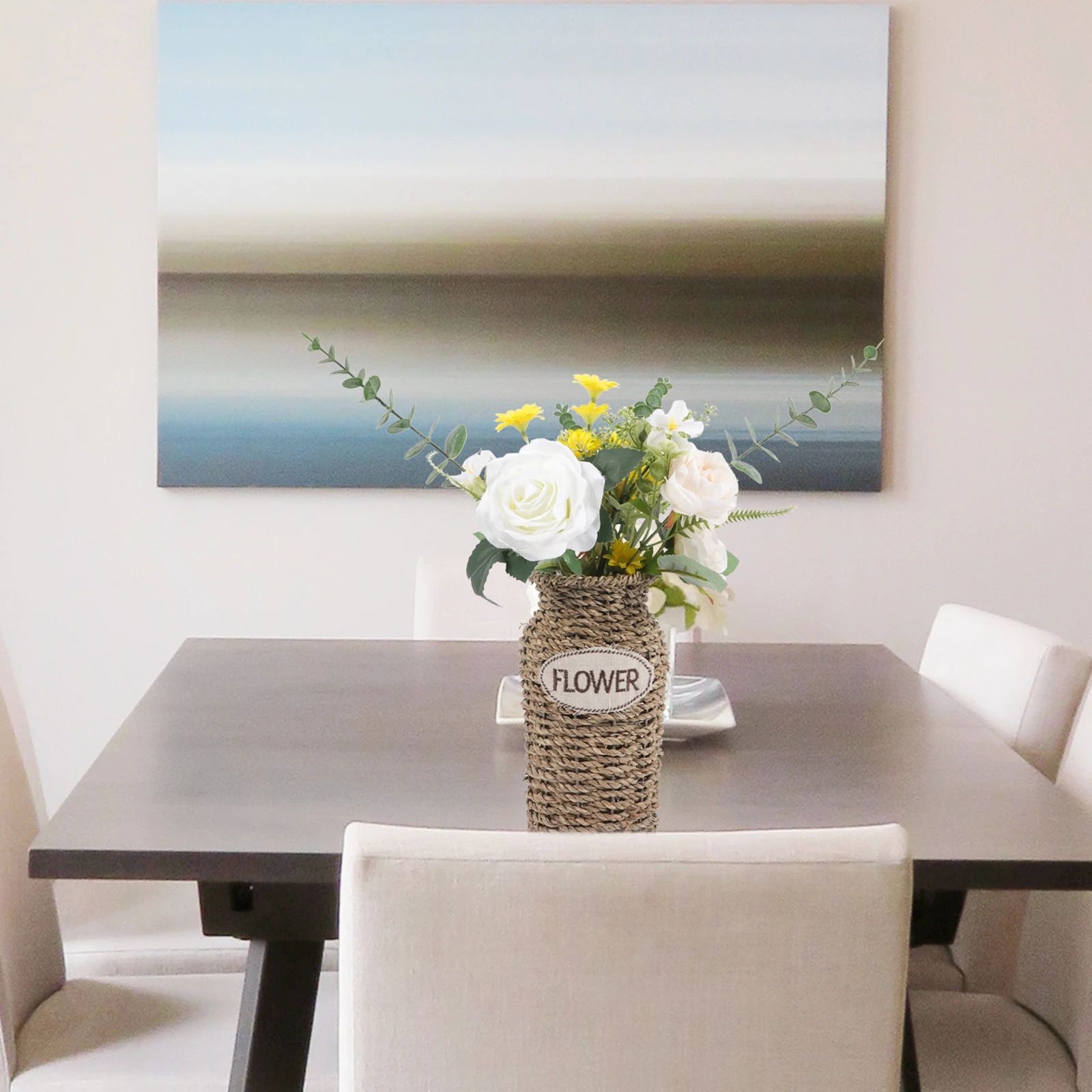 

Woven Vase Pastoral Style Decorative Woven Flowerpot Rustic Straw Flower Container Home Desktop Flower Arrangement Holder