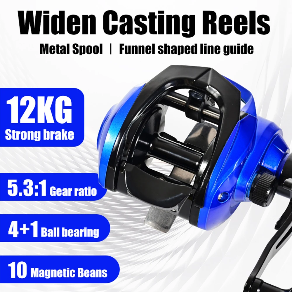 

12KG Max Drag Baitcasting Reel 5.5:1 Gear Ratio Fishing Wheel Sea/ Boat Fishing Highly Sensitive Unloading System Baitcast Reels