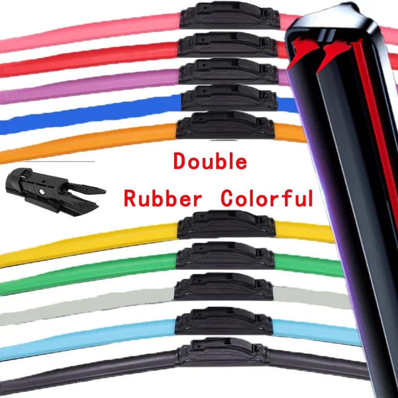 

Colorful PINCH TAB Car Windshield Wiper blades Universal Soft Double layer Rubber Frameless Bracketless 16" 19" 20" 22" 24"26"