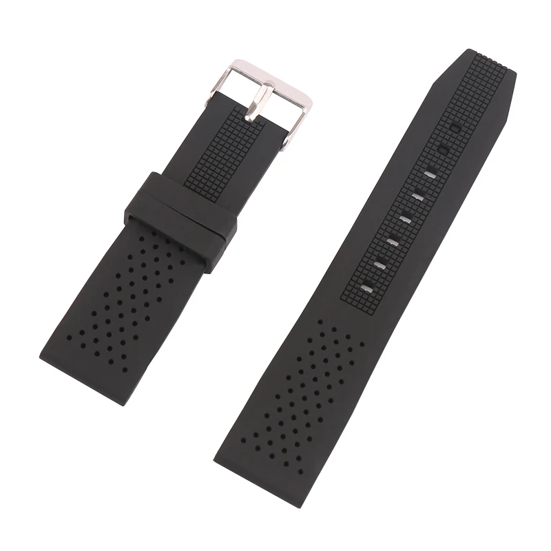 

Watch accessories Black silicone rubber watch strap pin buckle 22mm man outdoor sports waterproof wristband and bracelet