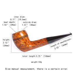 MUXIANG handmade briar bulldog pipe double waistline design straight handle vulcanized rubber mouthpiece Father smoker's gift