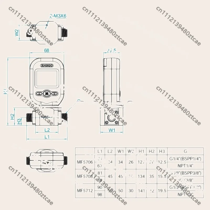 1pc Gas Mass Flow Meter Compressed Air Nitrogen Argon 20L 100L 250L Upgraded MF5706 MF5708 M5712