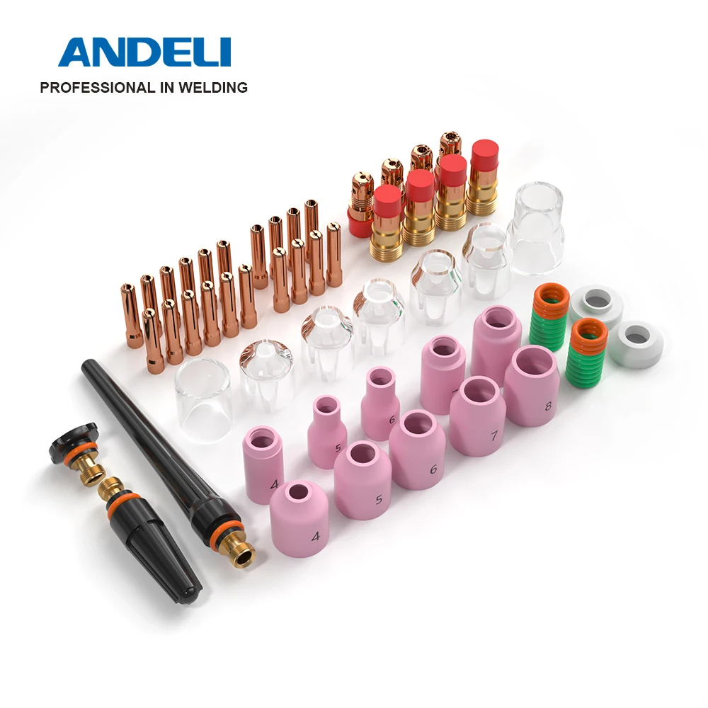

Аксессуары для сварочной горелки ANDELI TIG, кольцевая крышка сопла, газовая линза, комплект стеклянных чашек для сварочной горелки WP17/18/26, принадлежности для пайки