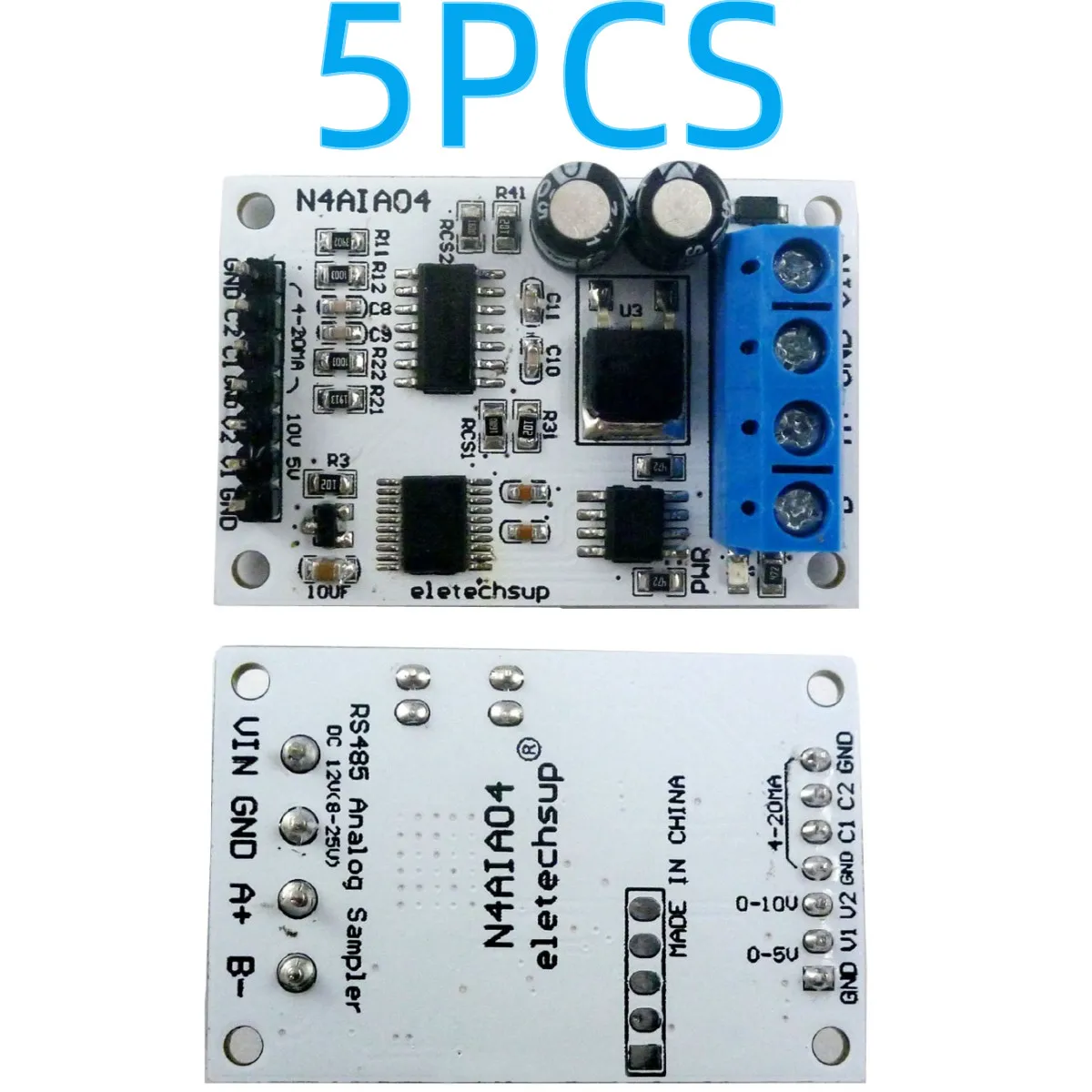 

N4AIA04 4-20MA/0-20MA/0-5V/0-10V 4ch Voltage Analog Acquisition RS485 Modbus RTU ADC Module