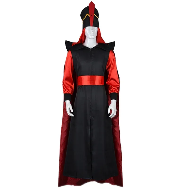 Movie Jafar Cosplay Costume Jumpsuit Cloak with Hat for Men Women Outfits Halloween Costumes Cosplay Role Play Party Suit