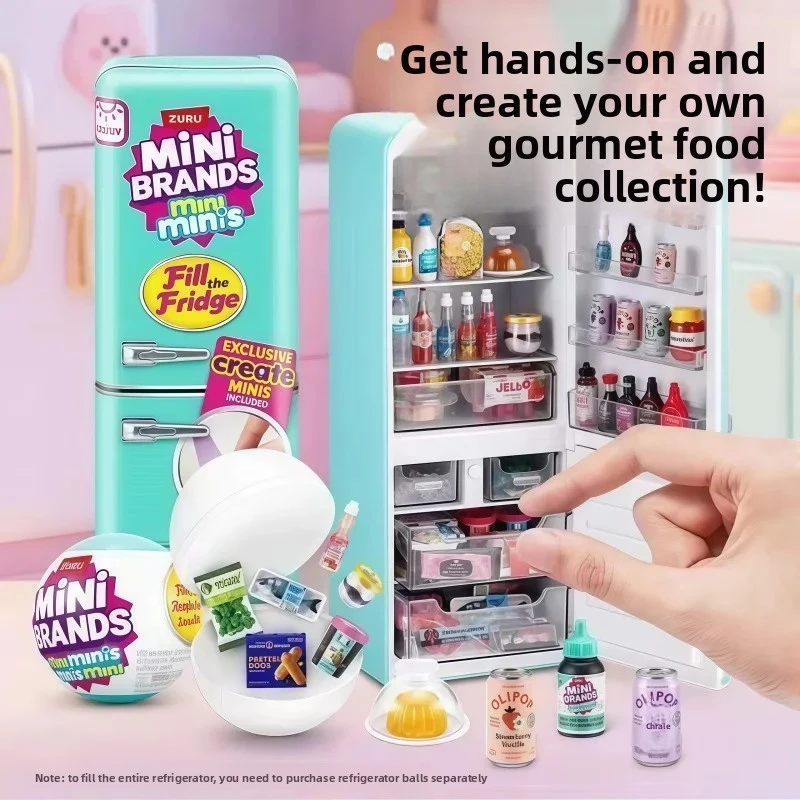 

Zuru Mini Brands Mini Fridge Set Trendy Play Blind Box Simulation Play House Miniature Collectible Toy Creative Decoration Gift