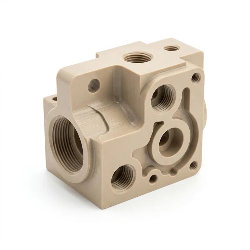 Custom CNC Processing Service for Semiconductor PEEK Valve Body High-performance Engineering Plastic with Ultra-clean Surface