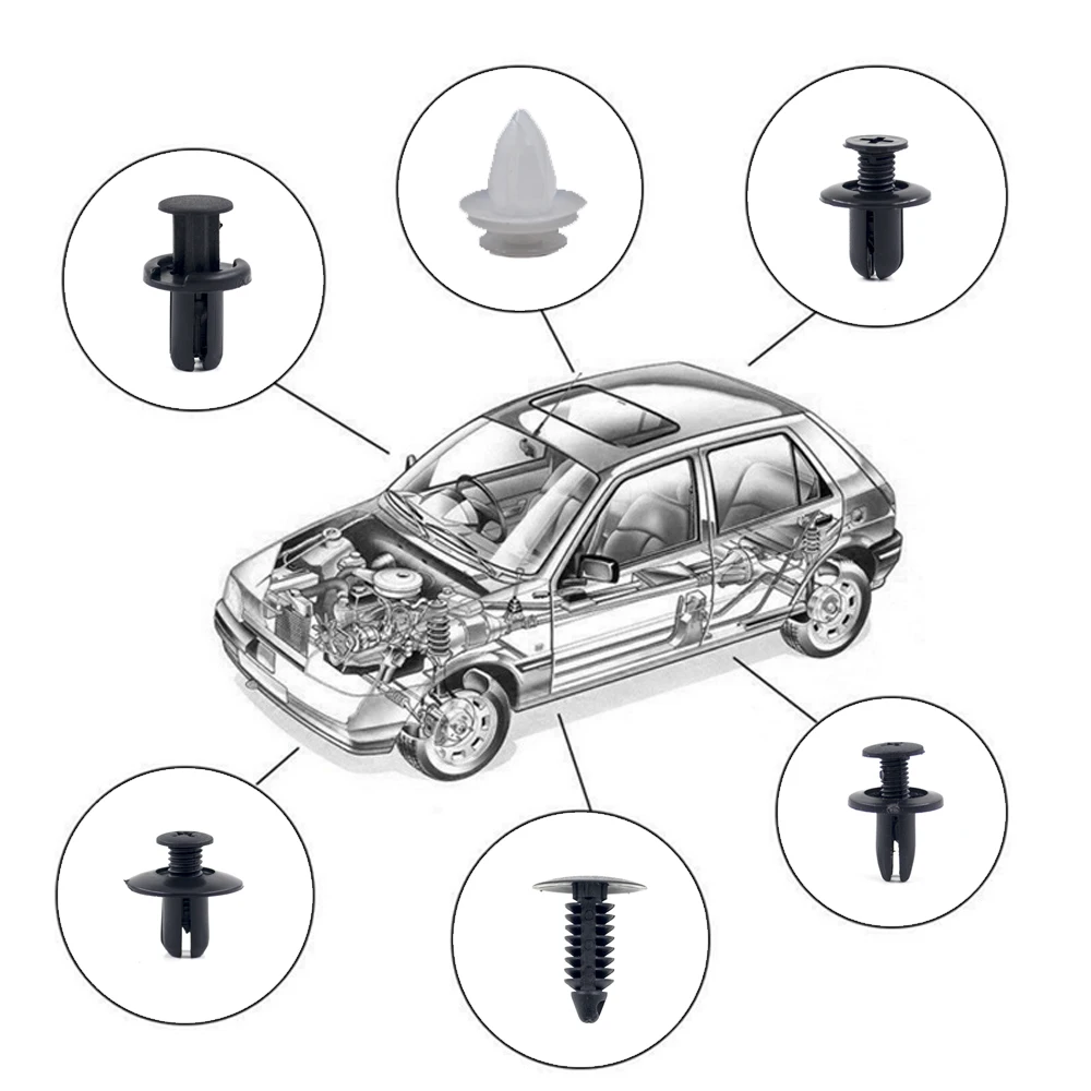 100pcs Mixed Car Plastic Clips Auto Fixing Door Closer Pin Removing Retainer Rivet Screws Disassembly Tools For Removal Products