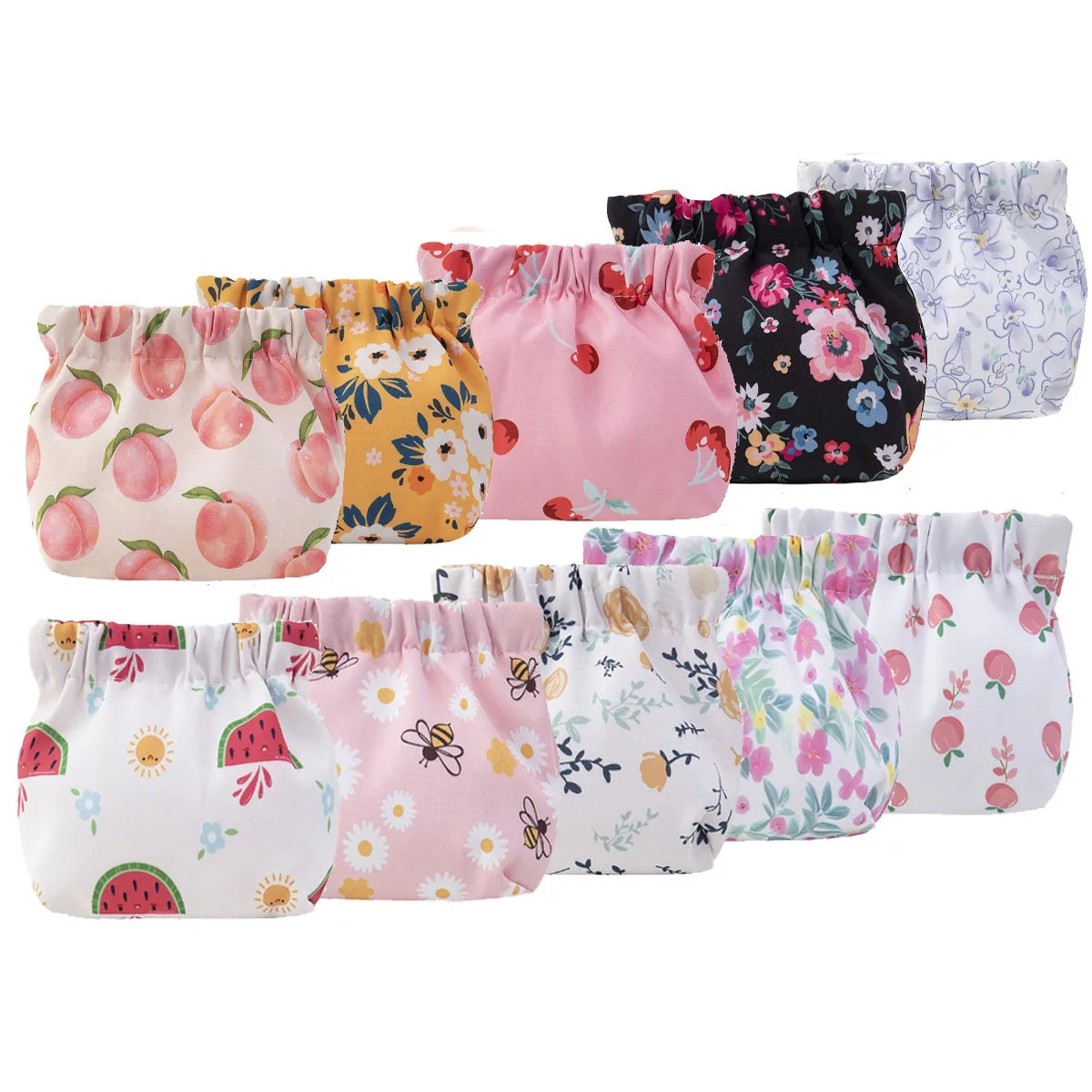 

Портативная женская сумка для хранения помады, органайзер для ключей и монет с автоматической застежкой, косметичка с принтом, компактное решение для хранения