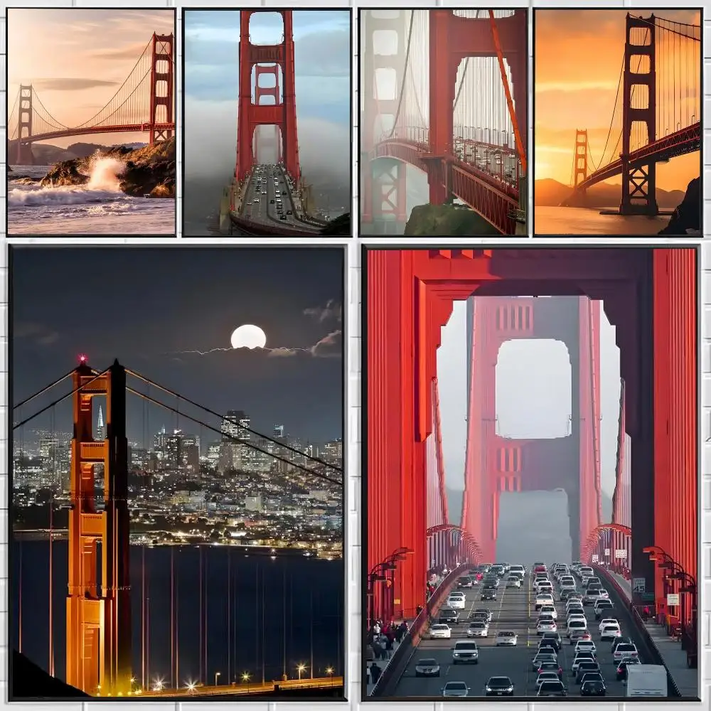 San Francisco Golden Gate Landmark Iconic Poster Stylish Wall Art for Bedroom Living Room Bar Café Home Decor Gift