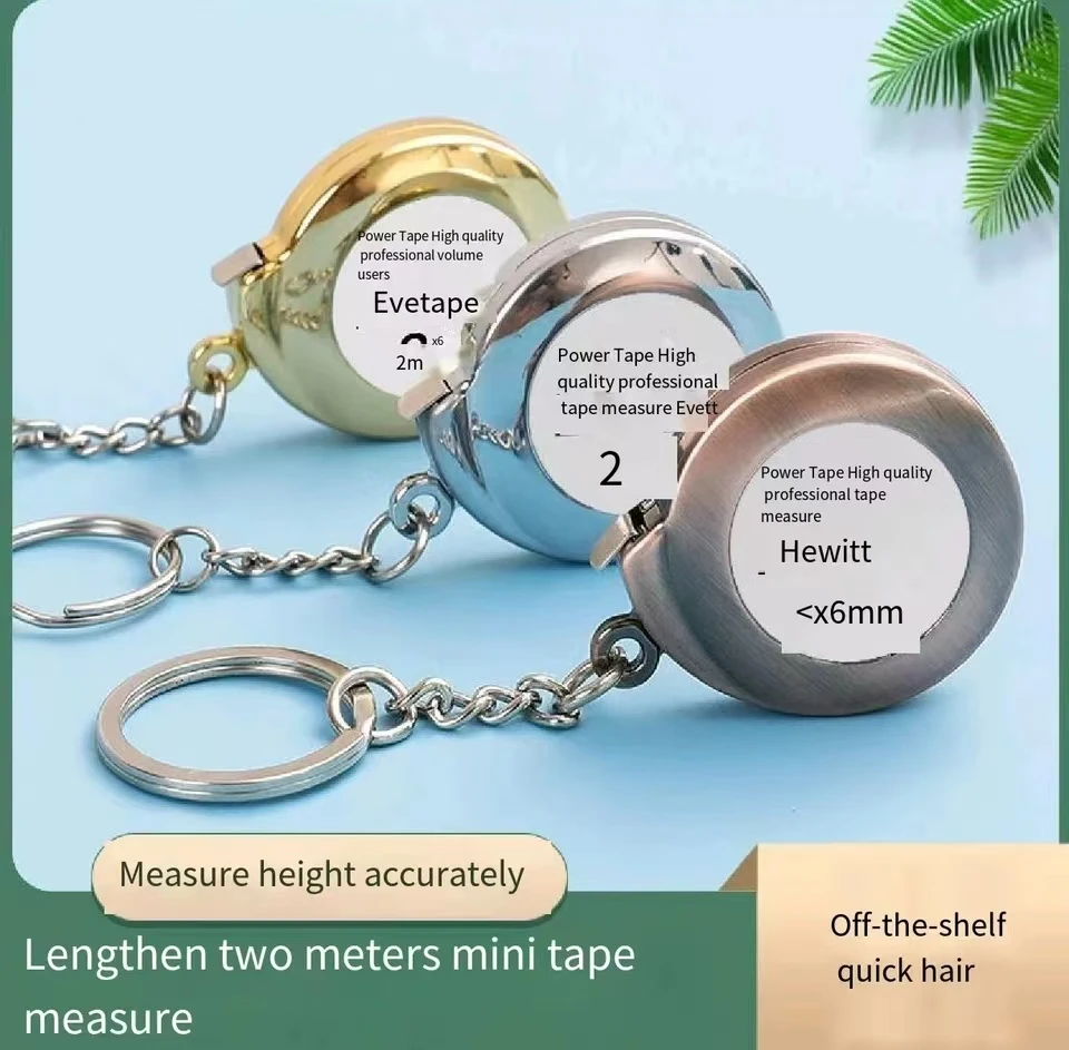 Mini tape rule steel key chain gift with cute portable small ruler measuring height measurement size lengthened 2 meters