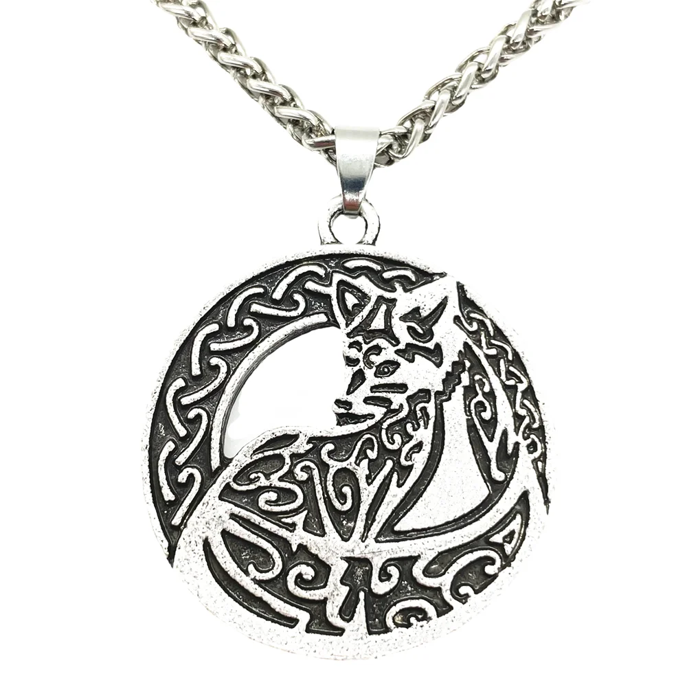 Two Sided Viking Animal Fox Pendant Amulet Jewelry Male Female Necklace Pagan Talisman