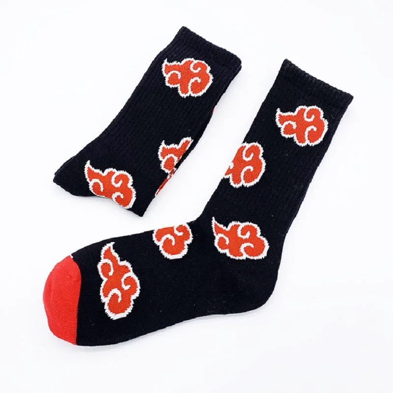 Halloween Anime Red Cloud Akatsuki High Quality Socks Ninja Unisex Adult Cotton Socks Cosplay Men And Women Outdoor Sockings